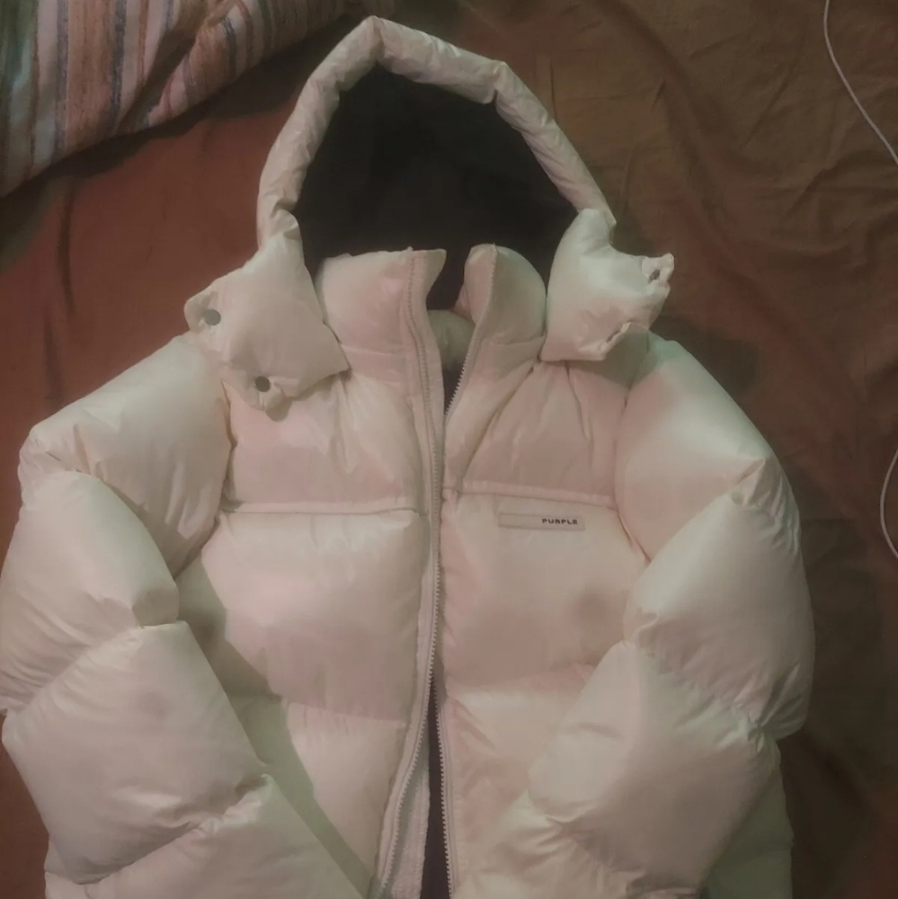 Purple Brand Puffer Coat with Hood